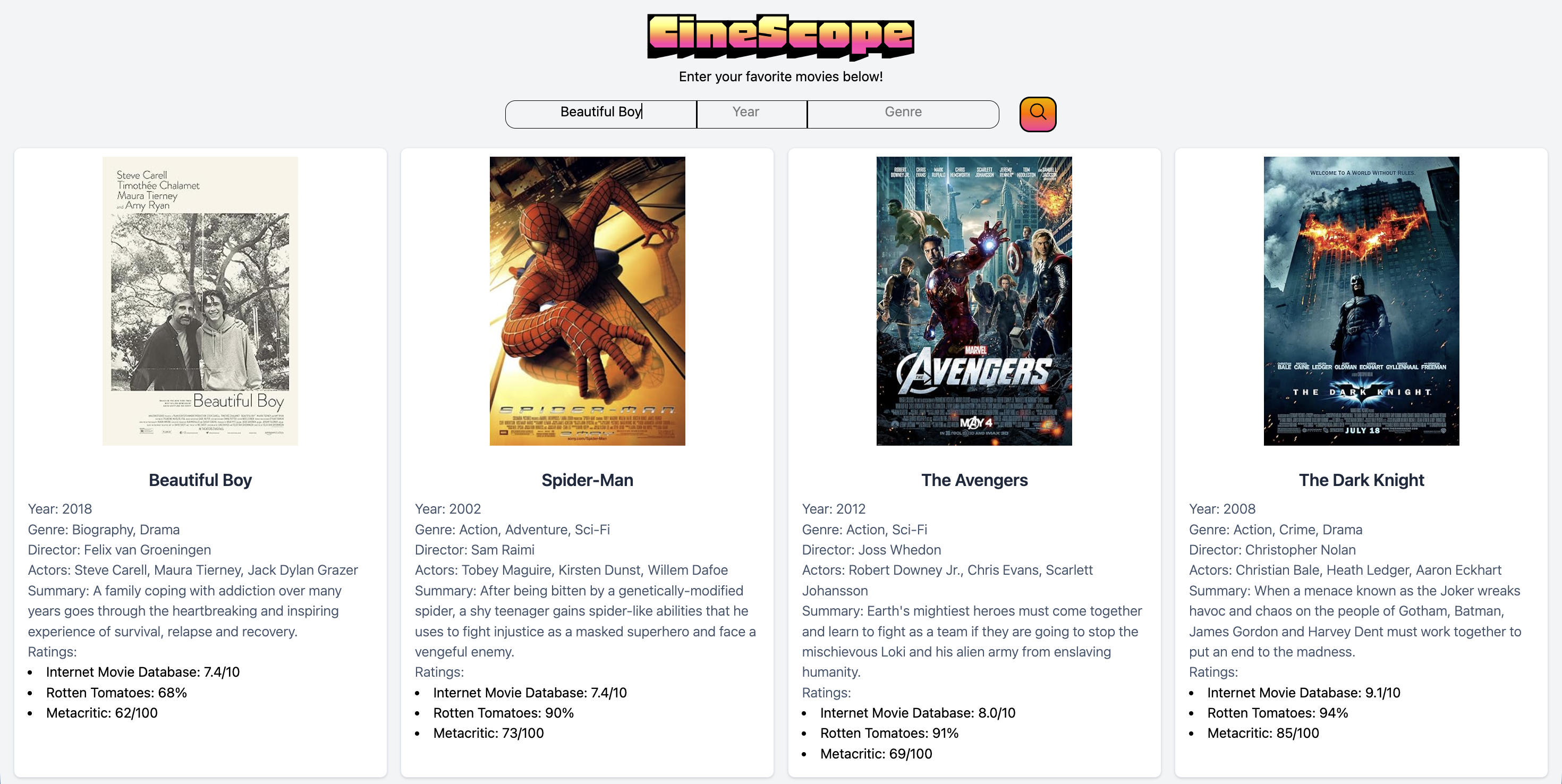 CineScope project screenshot